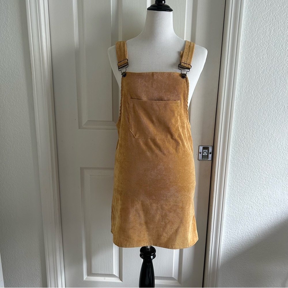 Yellow Corduroy Overall Dress